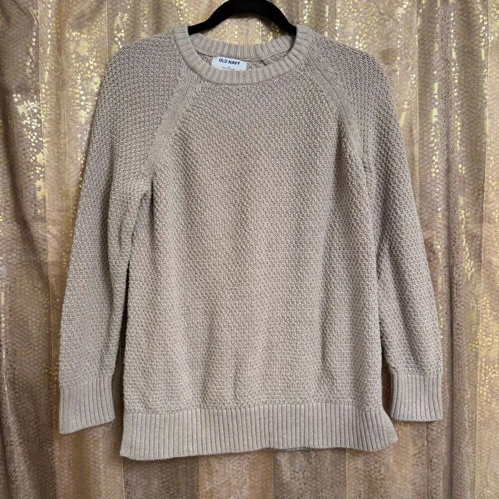 Old Navy Beige Taupe Natural Loose Textured Tunic Knit Sweater XS